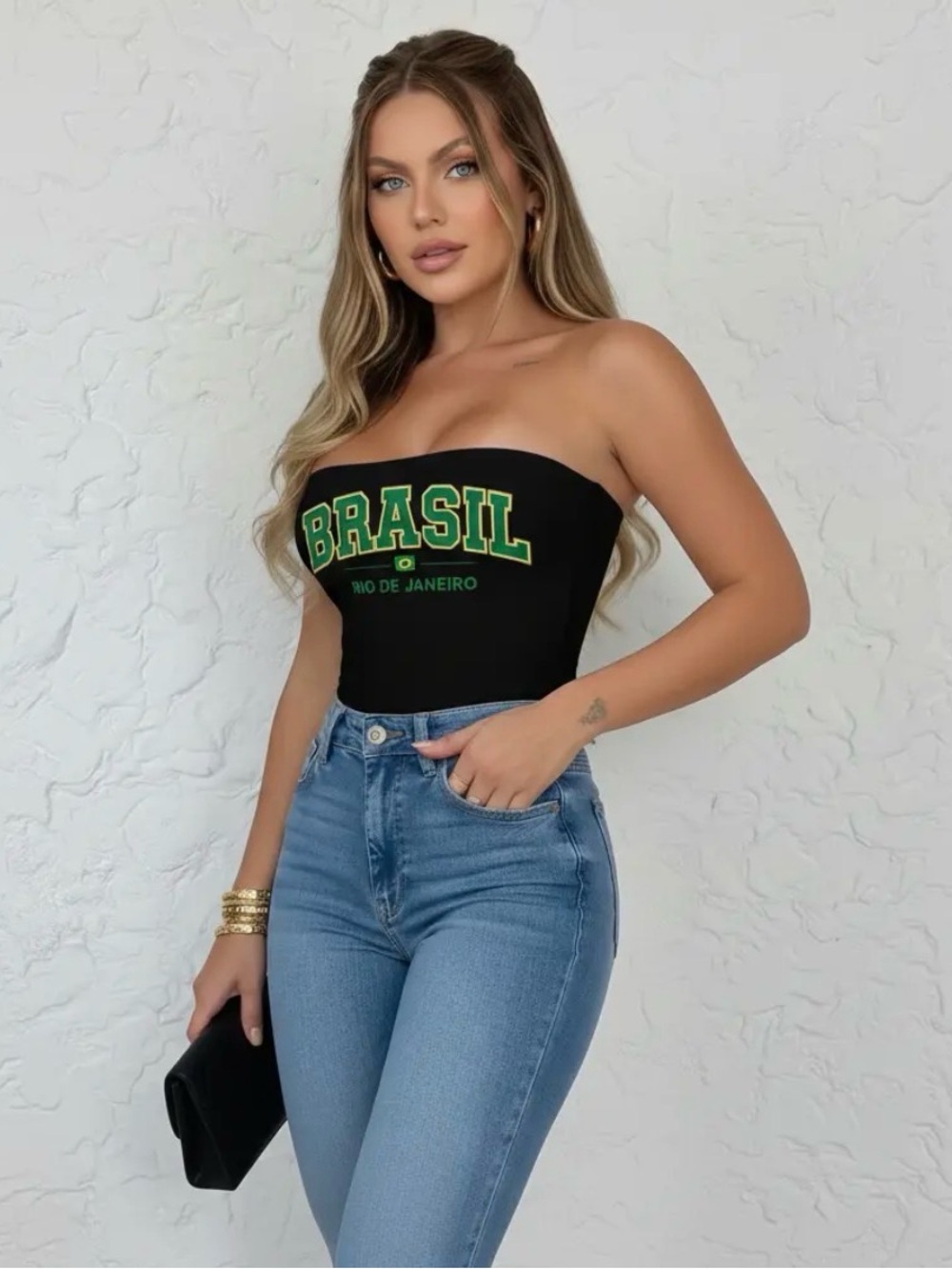 BRAND NEW Brasil Strapless Bodysuit in Black Sz M World Cup